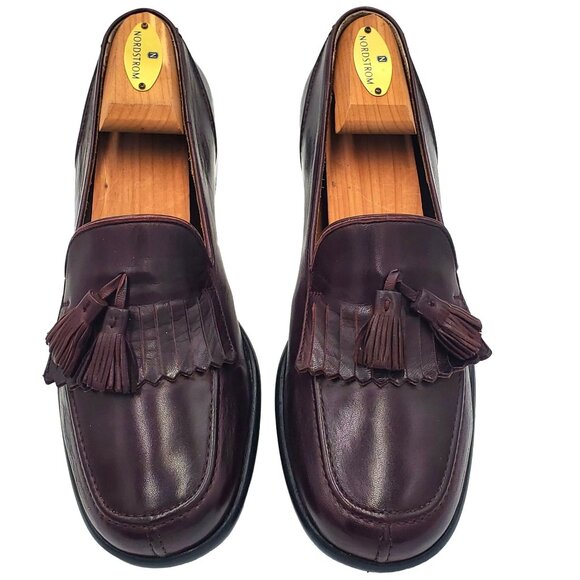 New Vintage Bragano Cole Haan mens 7 burgundy leather tassel loafers dress shoes